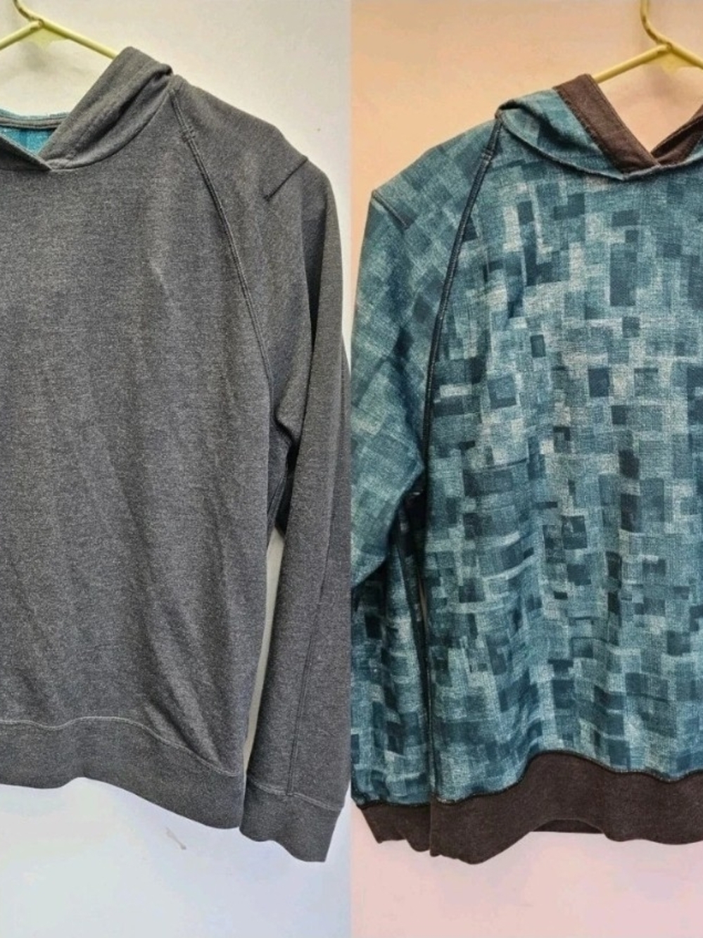 Lululemon Sundown to Sunup Jacket Mens L Gray/Teal Pullover Reversible Hoodie